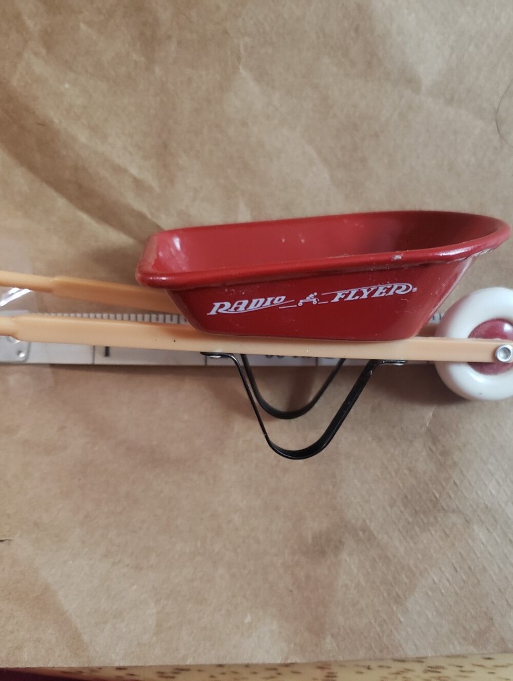 Small Radio Flyer Classic Red Toy Wheelbarrow Metal 5" X2.5" X 3"